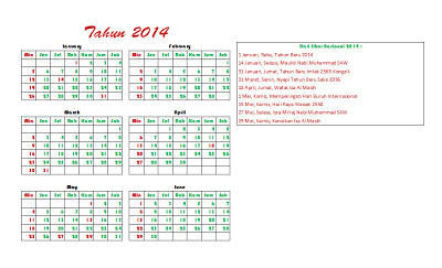 Januari - Juni (Kalender 2014)